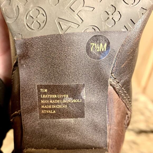 Arturo Chiang Brown Knee High Boots Distressed Leather High Heel Womens Size 7.5 - Picture 15 of 16